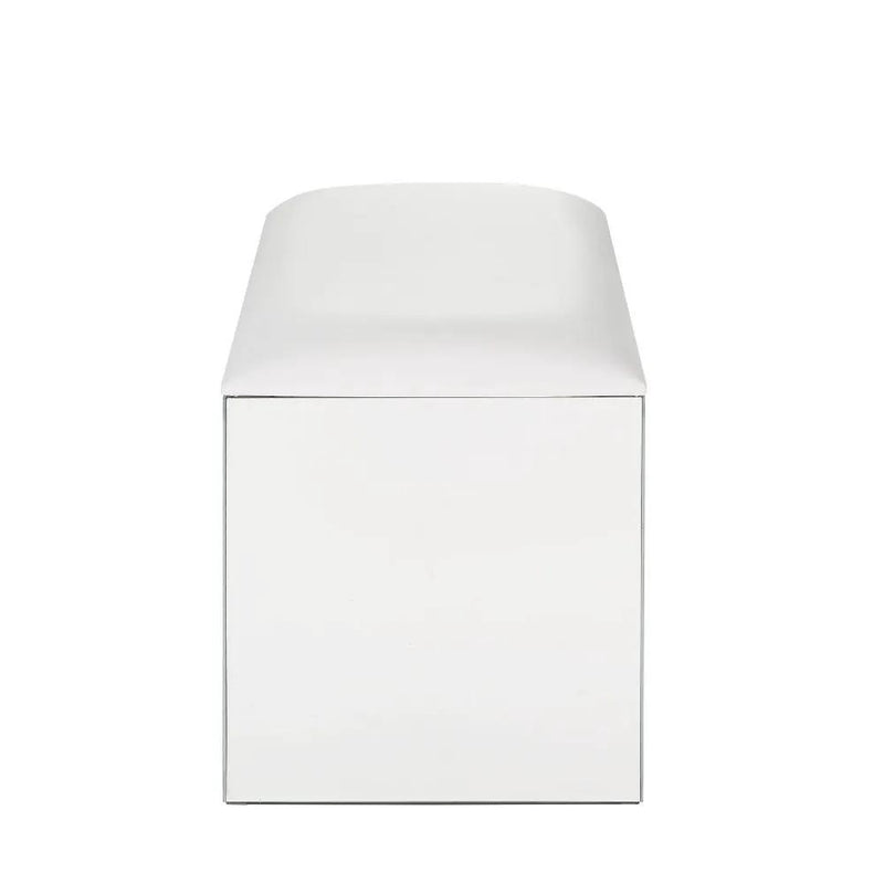 Nysa - Vanity Stool - Ivory Synthetic Leather , Mirrored & Faux Crystals by Unique Piece Furniture