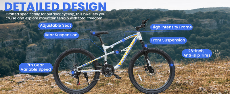 A2670 26 Inch Mountain Bike with 21-Speeds & Full Suspension, photo 5 of 10