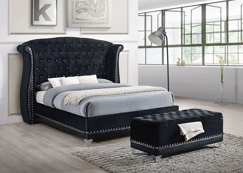 Barzini Upholstered California King Wingback Bed Black by Unique Piece Furniture