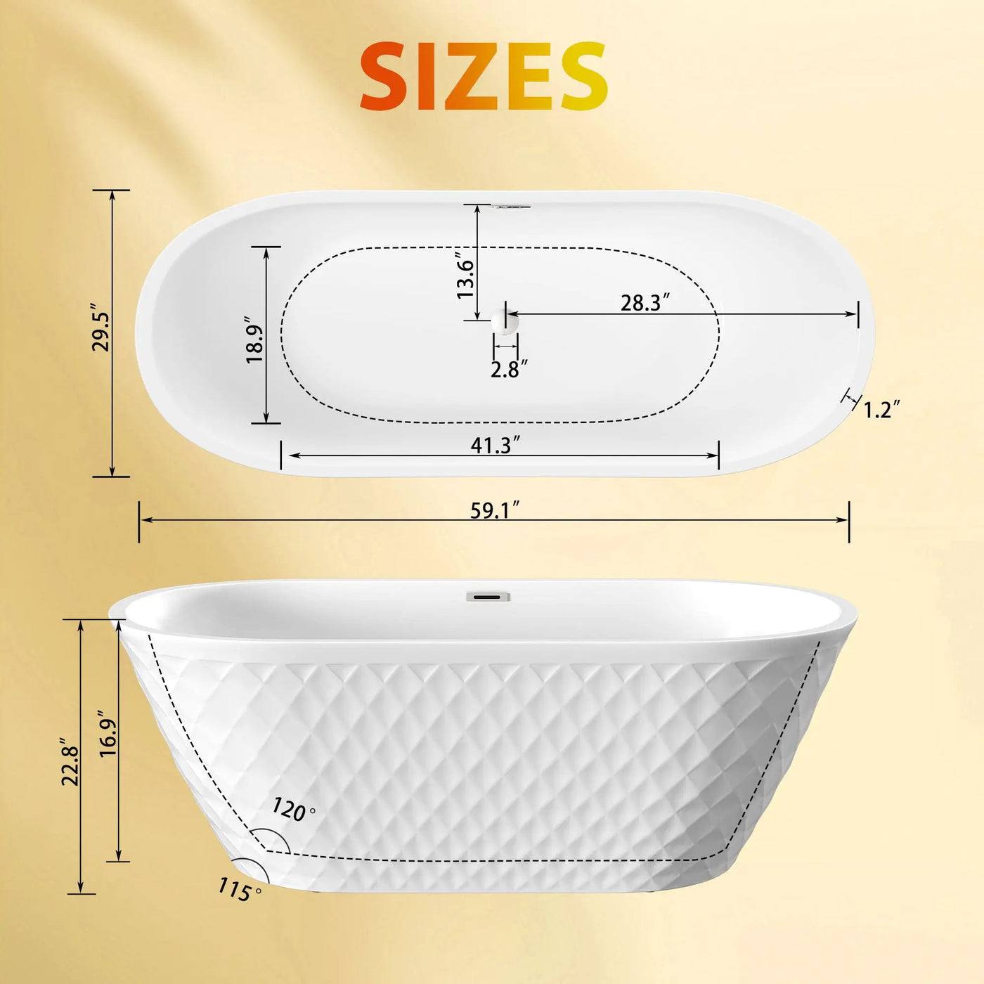 Freestanding Bathtub With Diamond Pattern Design by HouseOfZazla