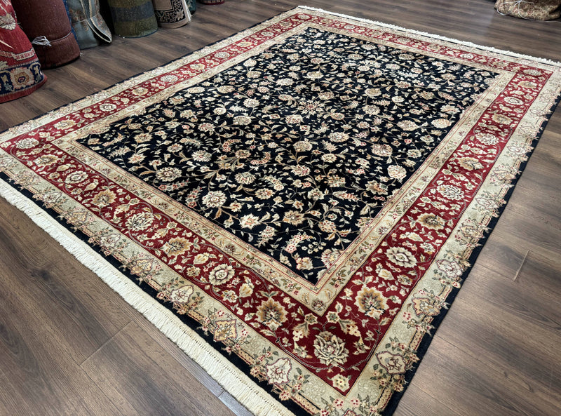 Sino Persian Rug 8x10, Black and Red, Floral Allover by Jewel Rugs