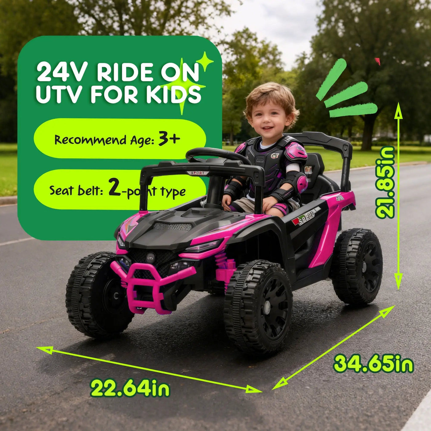24V Kids Ride-On UTV with Remote Control and Music by HouseOfZazla