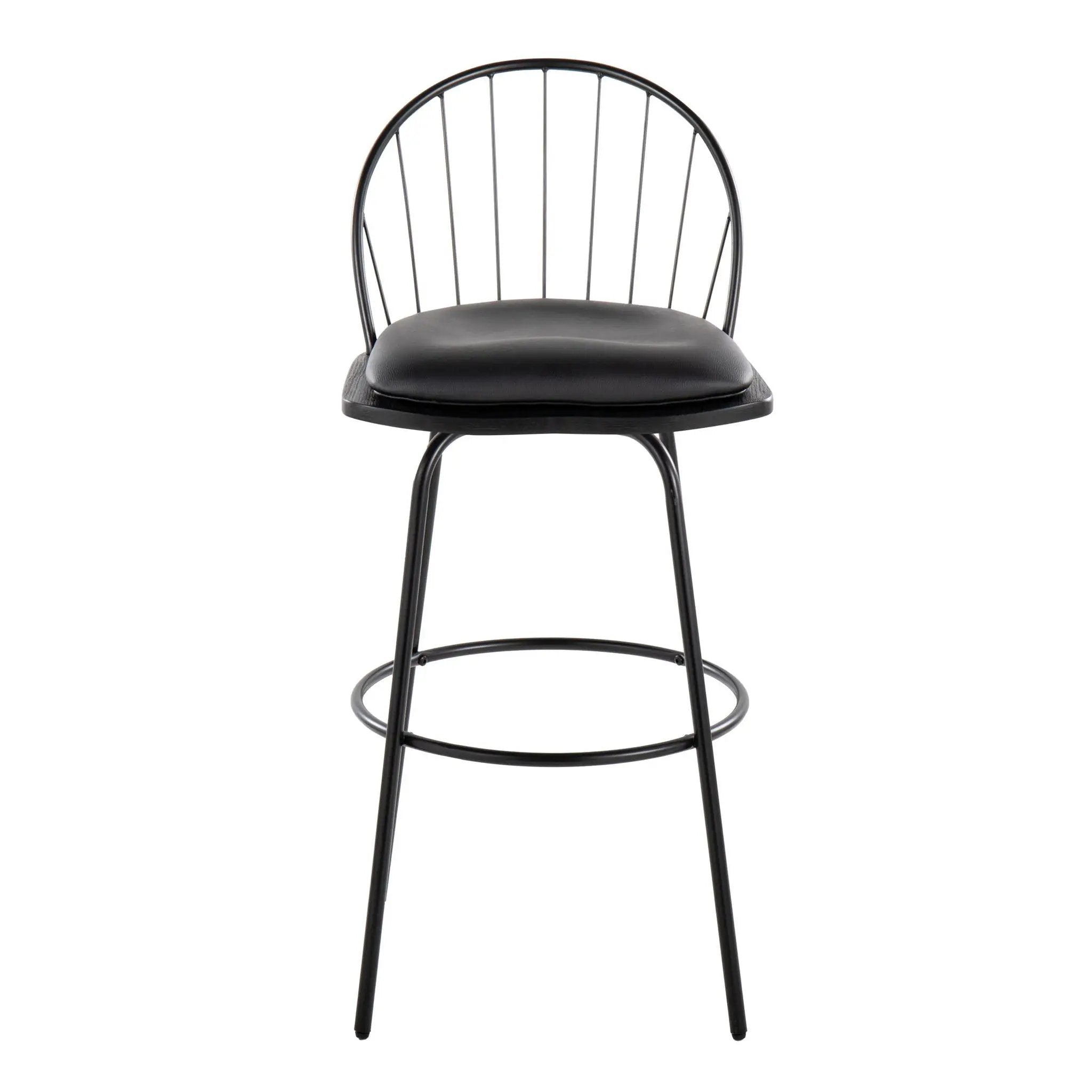 Riley - Claire Farmhouse Fixed Height Barstool With Swivel With Round Footrest (Set of 2) by HouseOfZazla