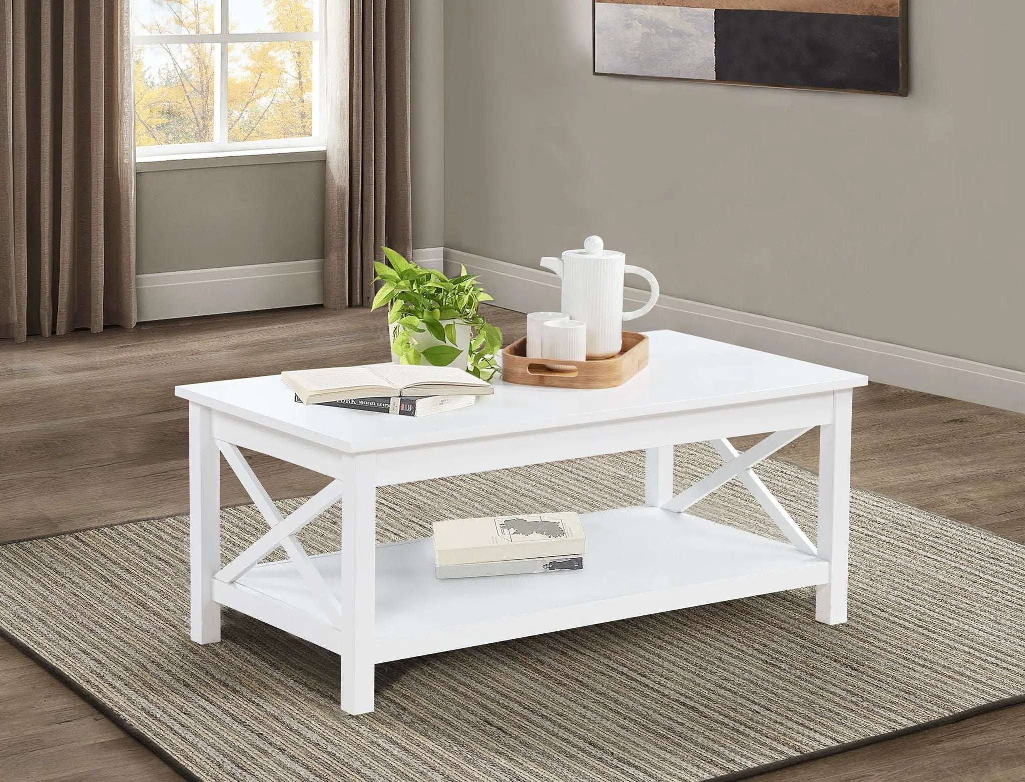 Skyview 44-inch Rectangular Lift Top Coffee Table White by Unique Piece Furniture