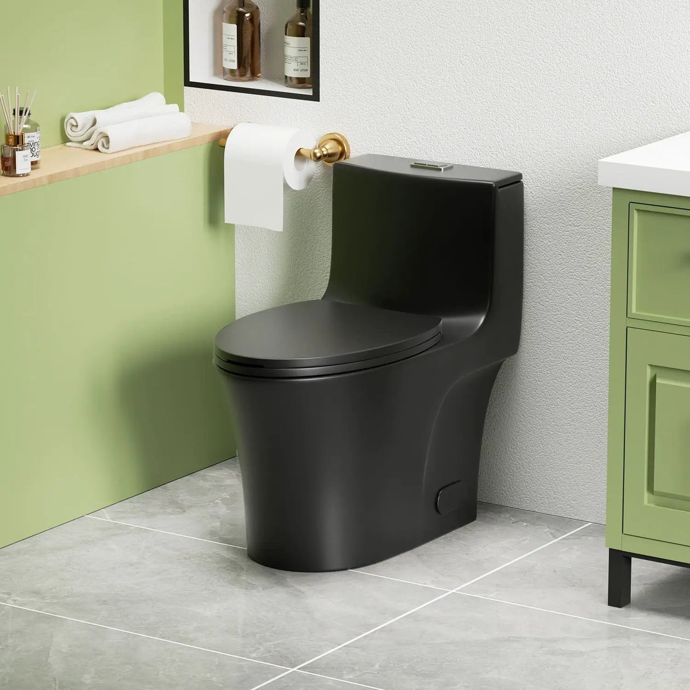 1 Piece Toilet With Dual Flush And Soft Closing Seat by HouseOfZazla