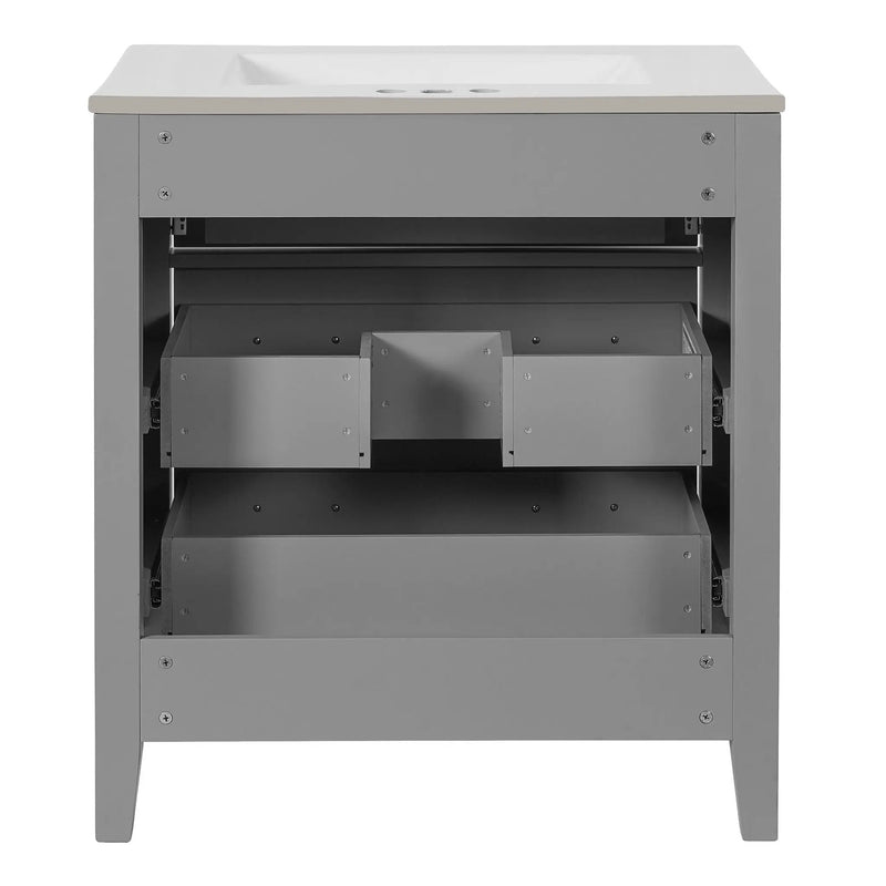 Retro Bathroom Vanity With Sink Combo, Free Standing Single Set With 3 Drawers