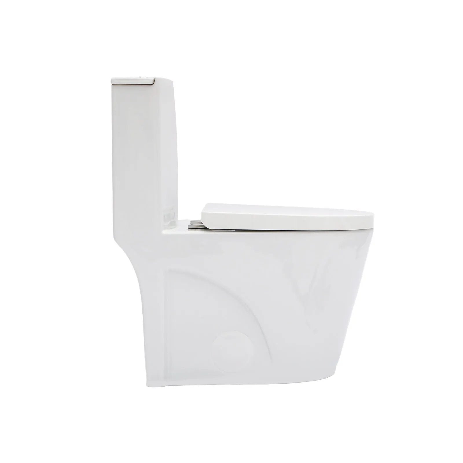 1 Piece Toilet For Bathroom, Dual Flush 1.24 / 1.6 Gpf, Soft Closing Seat - White by HouseOfZazla