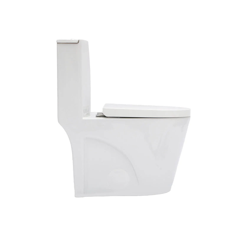 1 Piece Toilet For Bathroom, Dual Flush 1.24 / 1.6 Gpf, Soft Closing Seat - White by HouseOfZazla