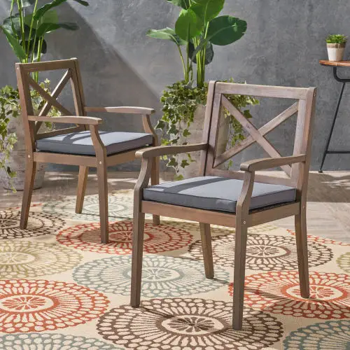 Perla Patio Dining Chair Set - 2 Pieces with Cushions by HouseOfZazla