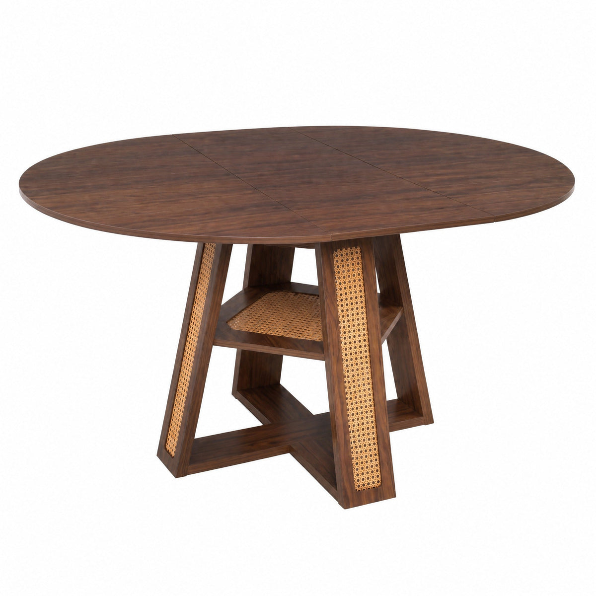 Extendable Round Dining Table for 4-6 with Storage Shelf - Particle Board, photo 10 of 10