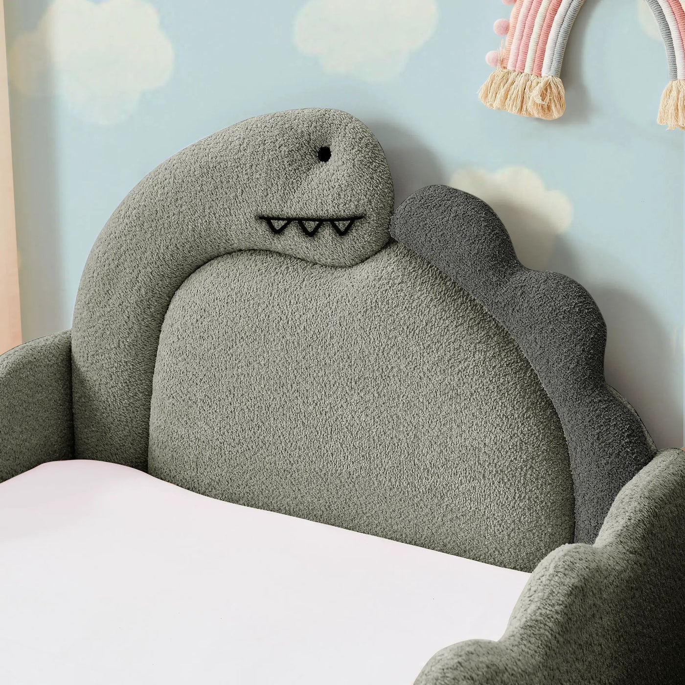 Cute Dinosaur Shaped Bed With Safety Guardrail, Toddler Frame by HouseOfZazla