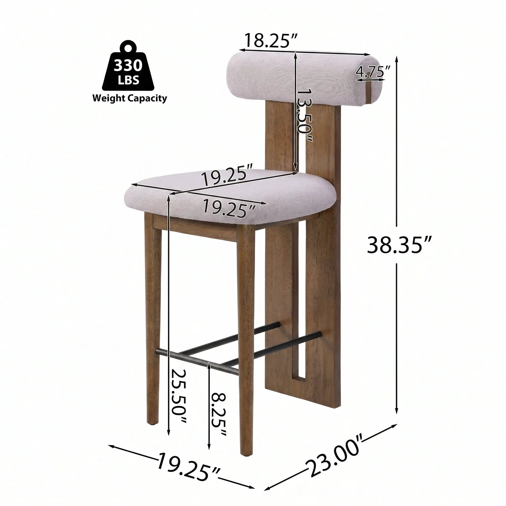 Renee Indoor Modern Split-Back Rubber Wood Counter Stool by HouseOfZazla