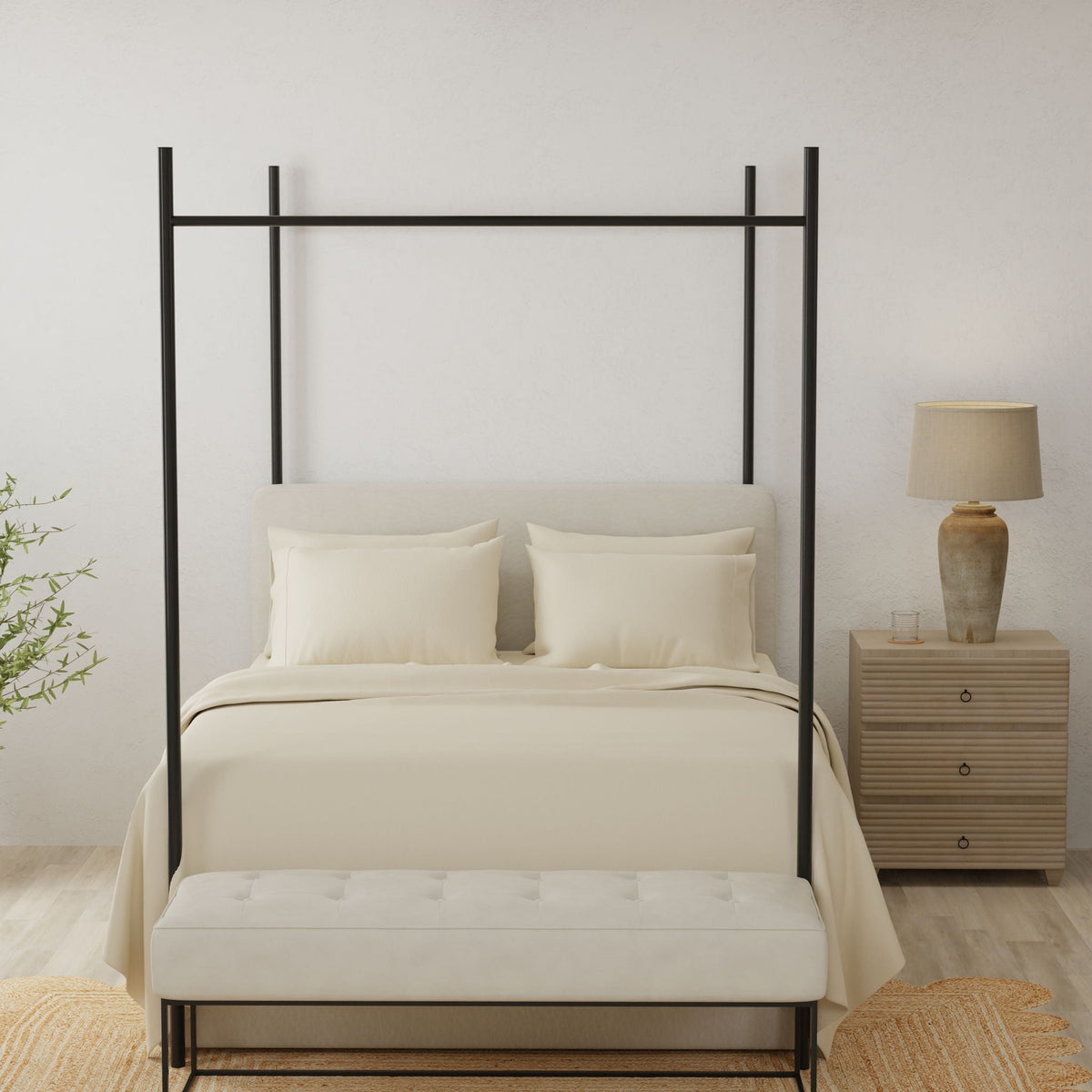 Brushed Hypoallergenic Split Sheet Set with Deep Pockets - White, Beige, Light Brown, photo 10 of 16