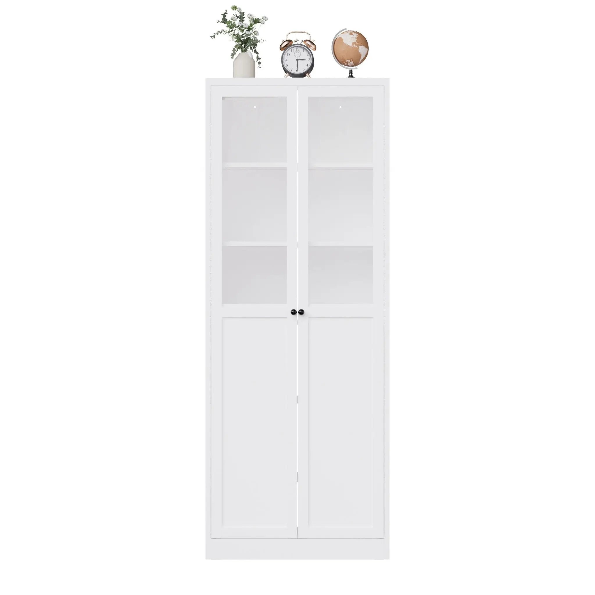 Tall Metal Kitchen Pantry Cabinet With Adjustable Shelves And Silent Magnetic Doors - White by HouseOfZazla