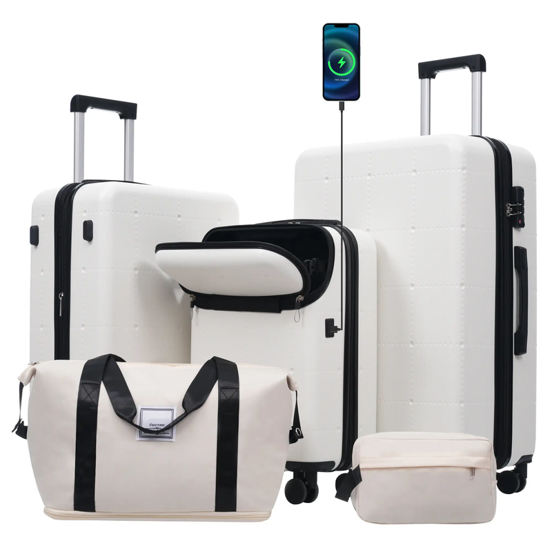 5 Piece Hardside Luggage Set with USB Port by HouseOfZazla