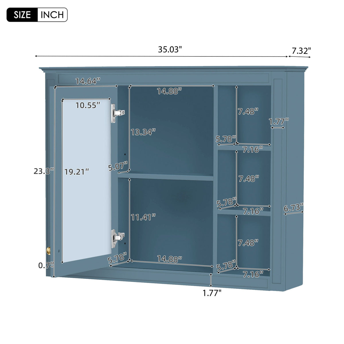 Wall Mounted Medicine Cabinet With Mirror, Storage Cabinet Featuring 6 Open Shelves And Adjustable Interior, photo 23 of 40