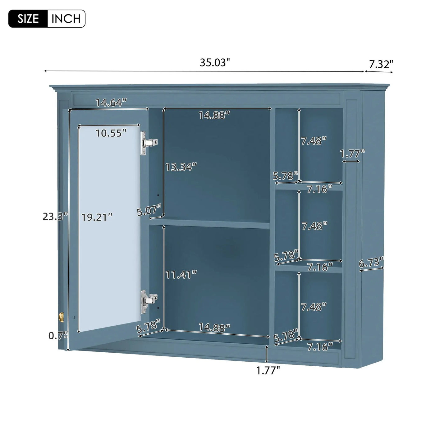 Wall Mounted Medicine Cabinet With Mirror, Storage Cabinet Featuring 6 Open Shelves And Adjustable Interior by Unique Piece Furniture