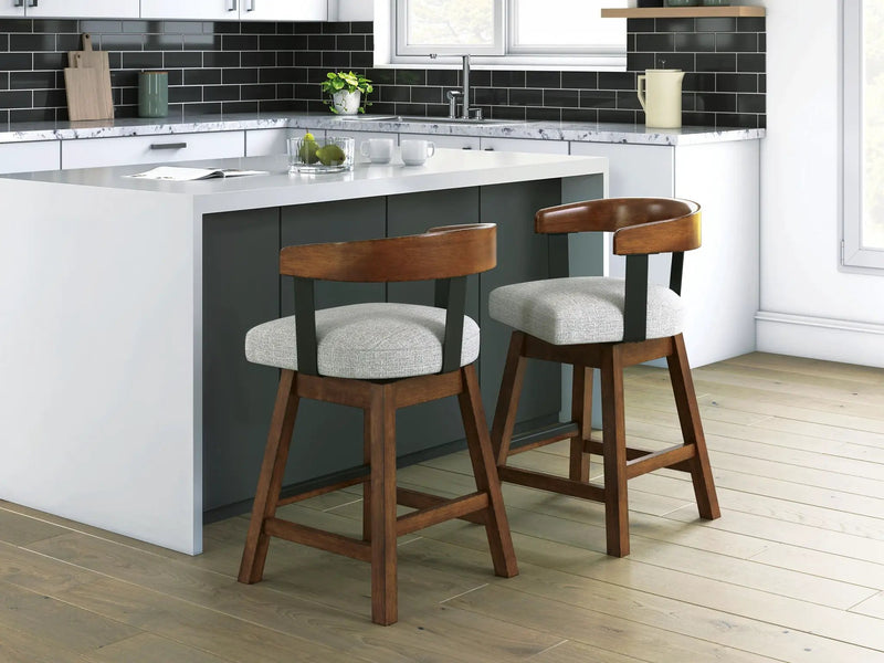 Ralene - Upholstered Swivel Barstool (Set of 2) - Medium Brown by Unique Piece Furniture