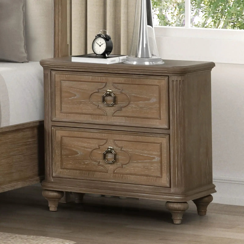 1 Piece Nightstand, Bedside Table With USB A And USB C Ports - Oak / Rustic by Unique Piece Furniture