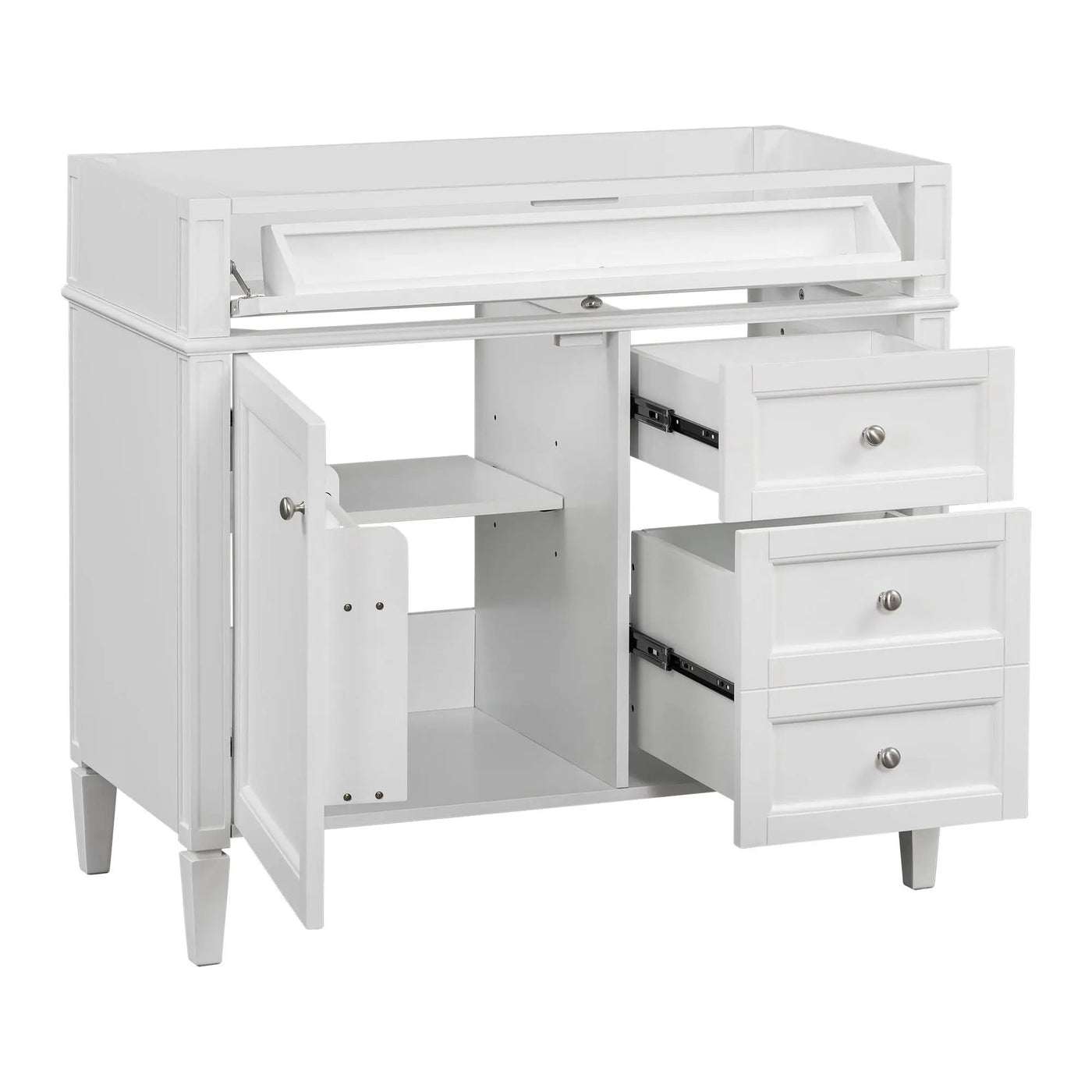 Bathroom Vanity With 2 Drawers And Tip-Out Drawer, Storage Cabinet by HouseOfZazla