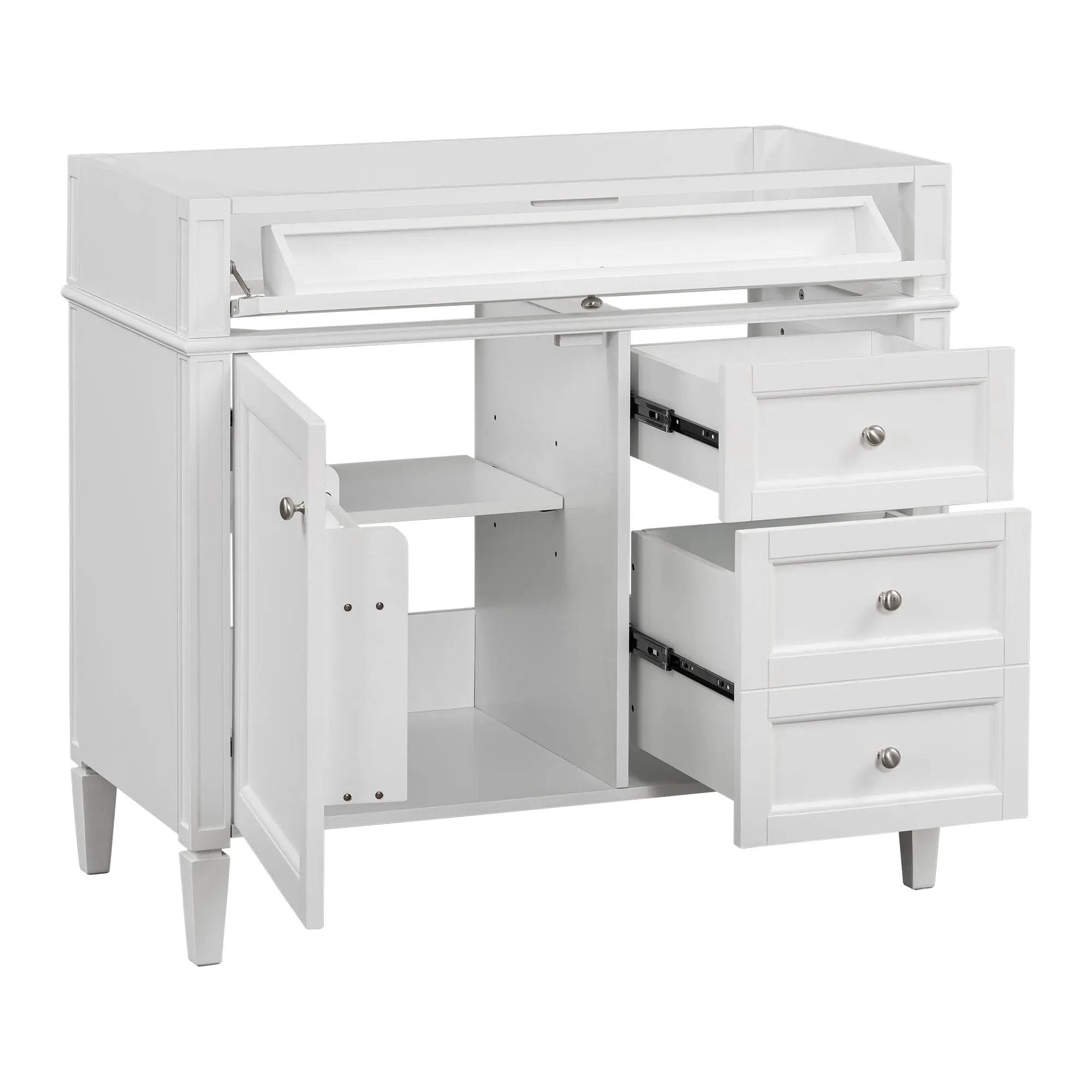 Bathroom Vanity With 2 Drawers And Tip-Out Drawer, Storage Cabinet by Unique Piece Furniture