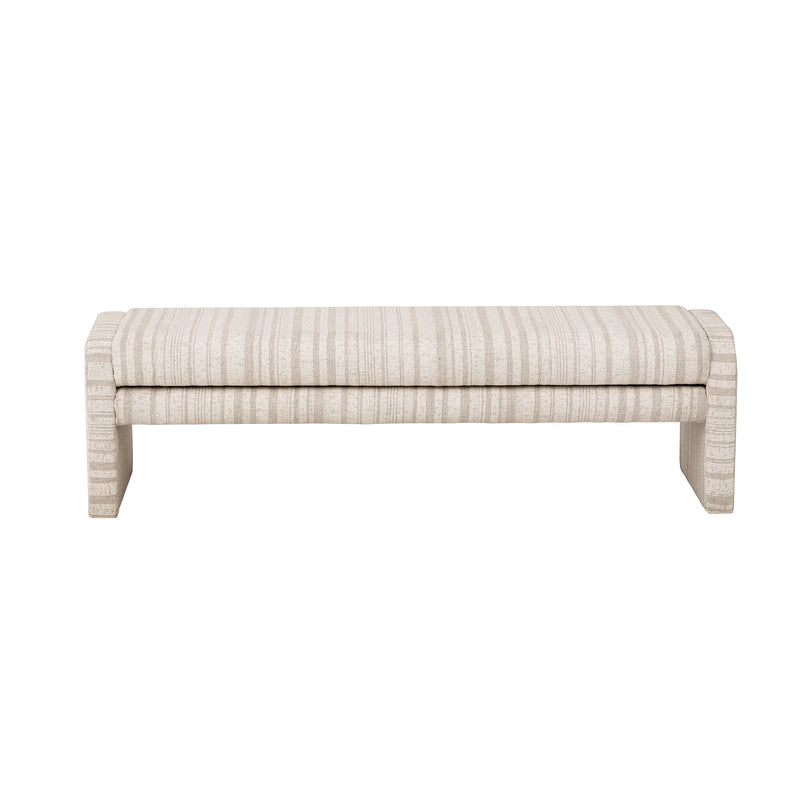 62.2 Inch Striped Upholstered Ottoman Bench with Thick Linen-Blend Upholstery - Striped, photo 6 of 10