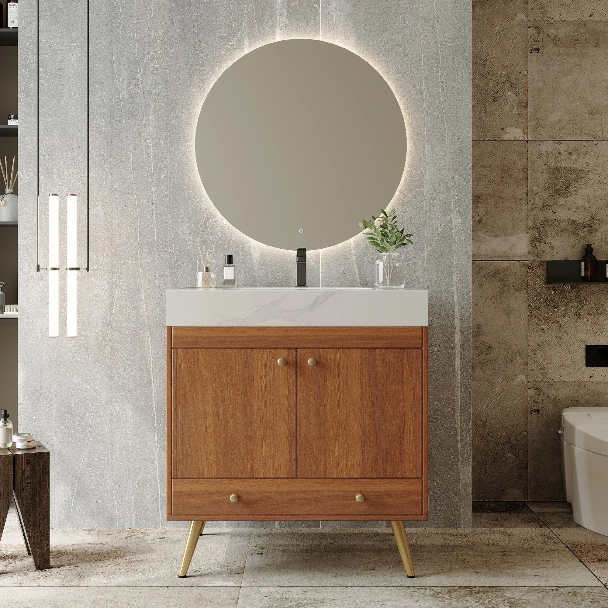 Mid-Century Free-Standing Bathroom Vanity by HouseOfZazla