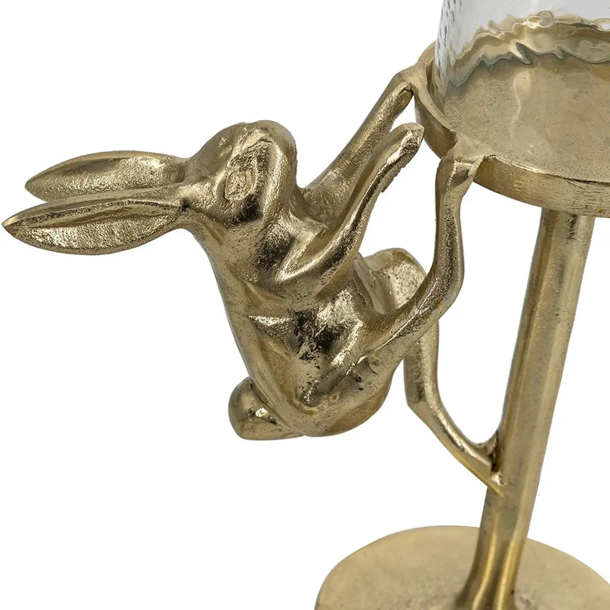 7.9x4x11' Gold Rabbit Pillar Candle Holder with Clear Glass Hurricane Shade by HouseOfZazla