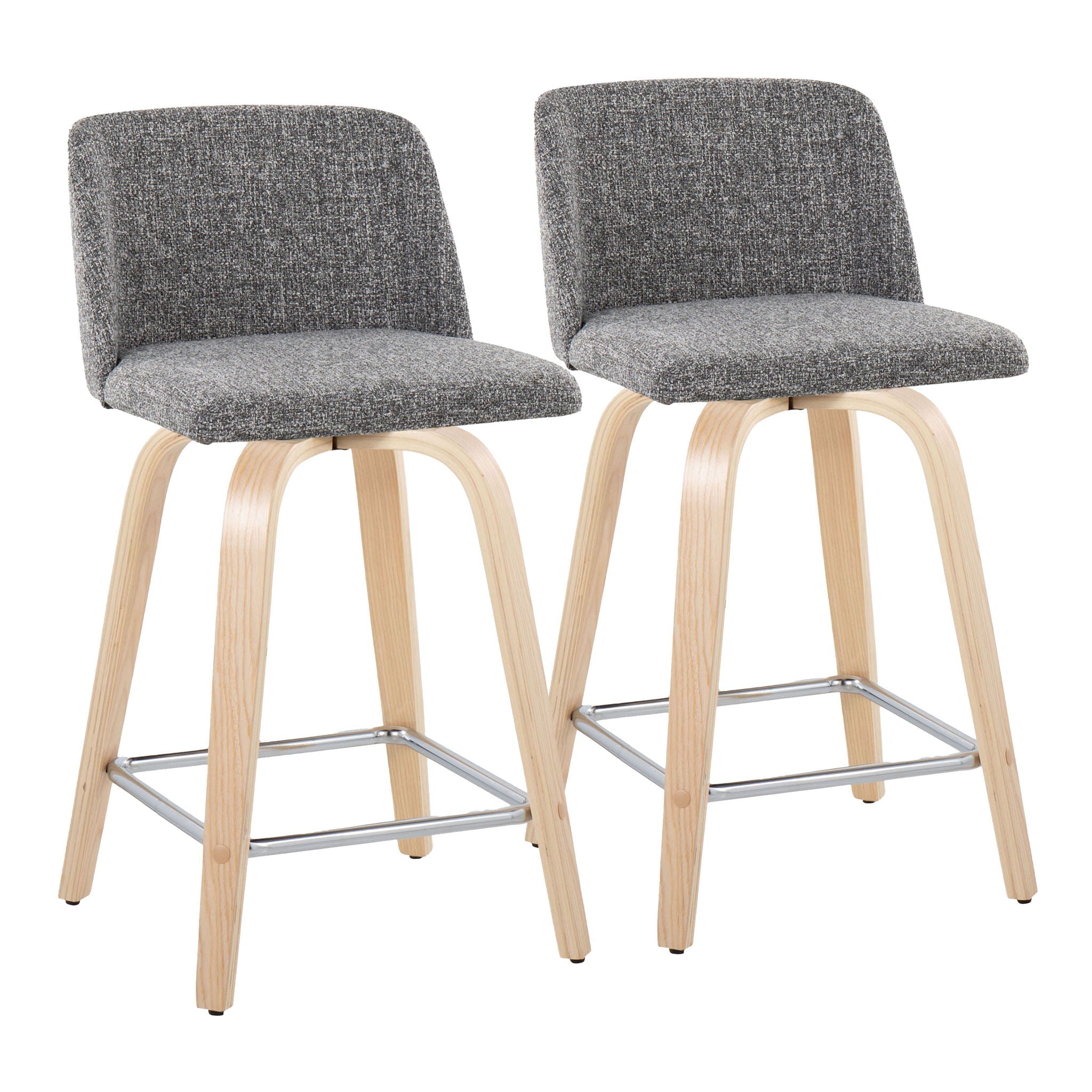 Toriano - Contemporary Fixed Height Counter Stool With Swivel With Square Footrest (Set of 2) by HouseOfZazla