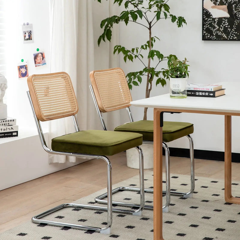 Rattan Side Accent Dining Chairs With Painted Legs (Set of 2) by HouseOfZazla