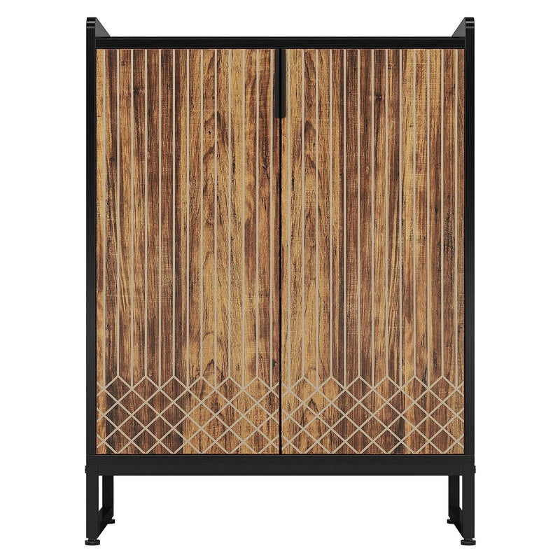 5 Tier Shoe Cabinet With Doors, Compact Entryway Storage Organizer