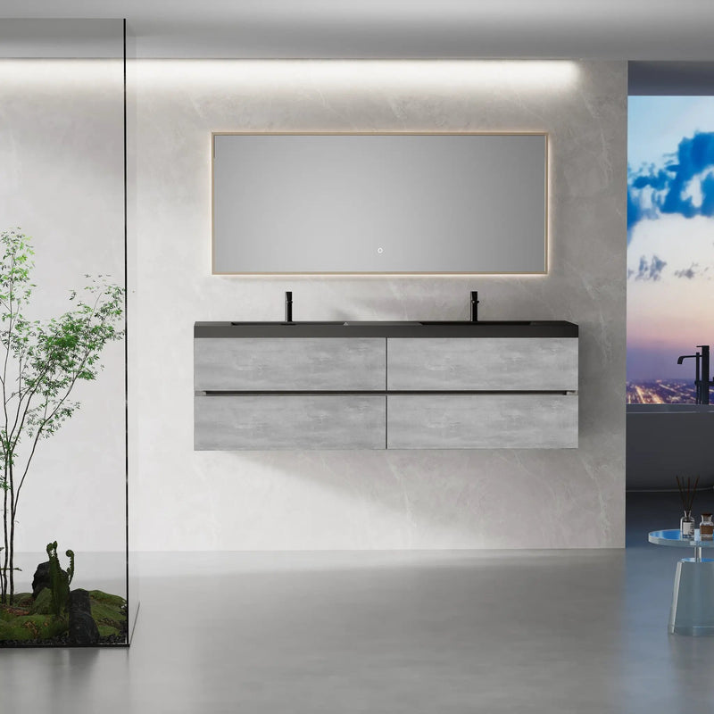 72" Floating Vanity with Sink, Modern Wall-Mounted Storage Cabinet by HouseOfZazla