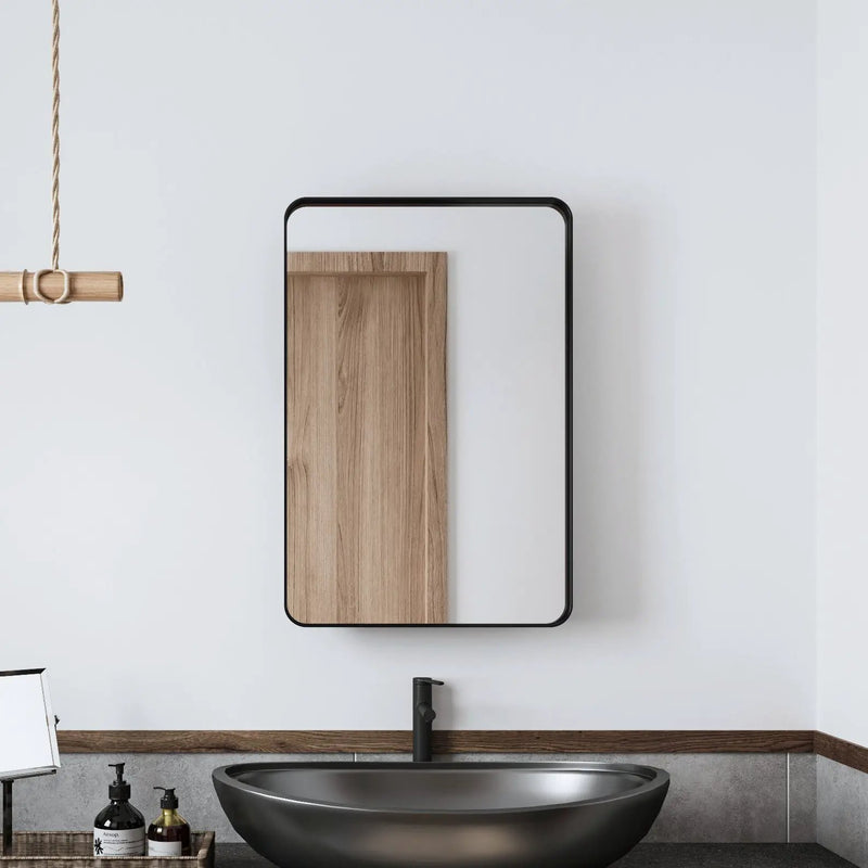 20x30 Inch Recessed Black Metal Framed Medicine Cabinet by HouseOfZazla