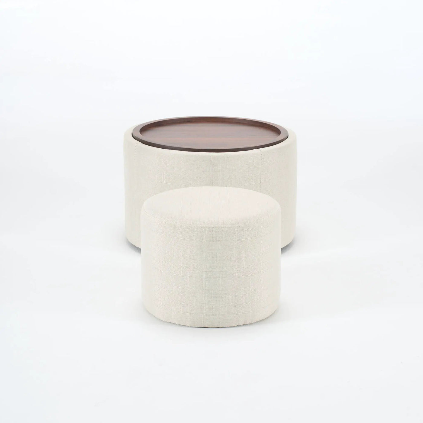Nesting Ottomans, Round Coffee Table & Bench With Tray (Set of 2) by HouseOfZazla