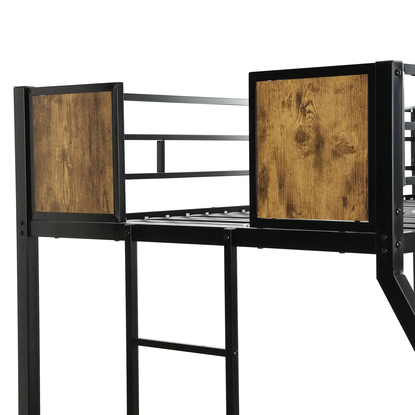 Modern Metal Bunk Bed With Side Ladders And Guardrail by HouseOfZazla