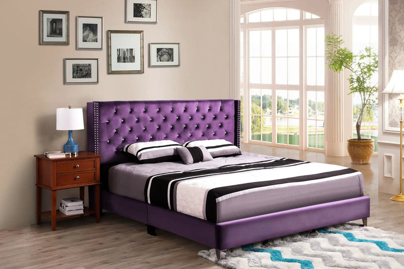 Upholstered Nailhead Trim Chic Bed by Unique Piece Furniture