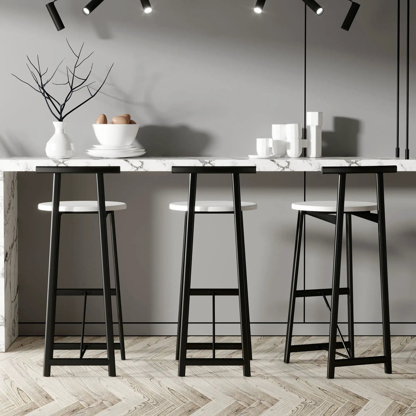 Modern Bar Stools With Backrest For Kitchen (Set of 3) by HouseOfZazla
