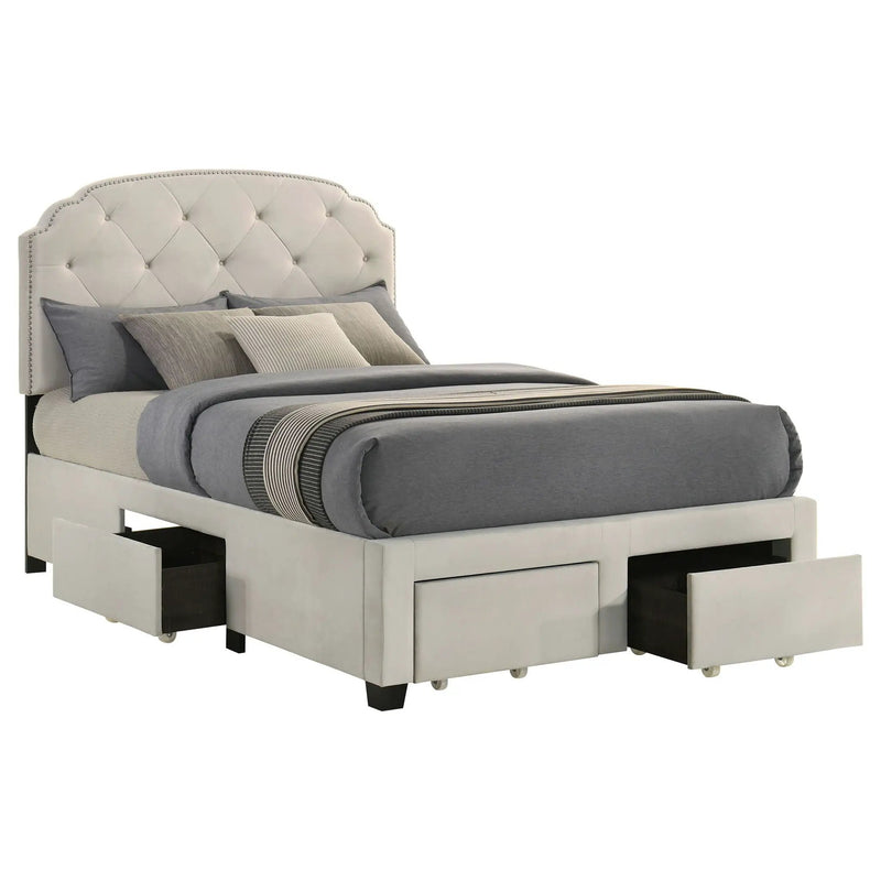 Marianna 4-drawer Upholstered Full Storage Bed Cream by Unique Piece Furniture