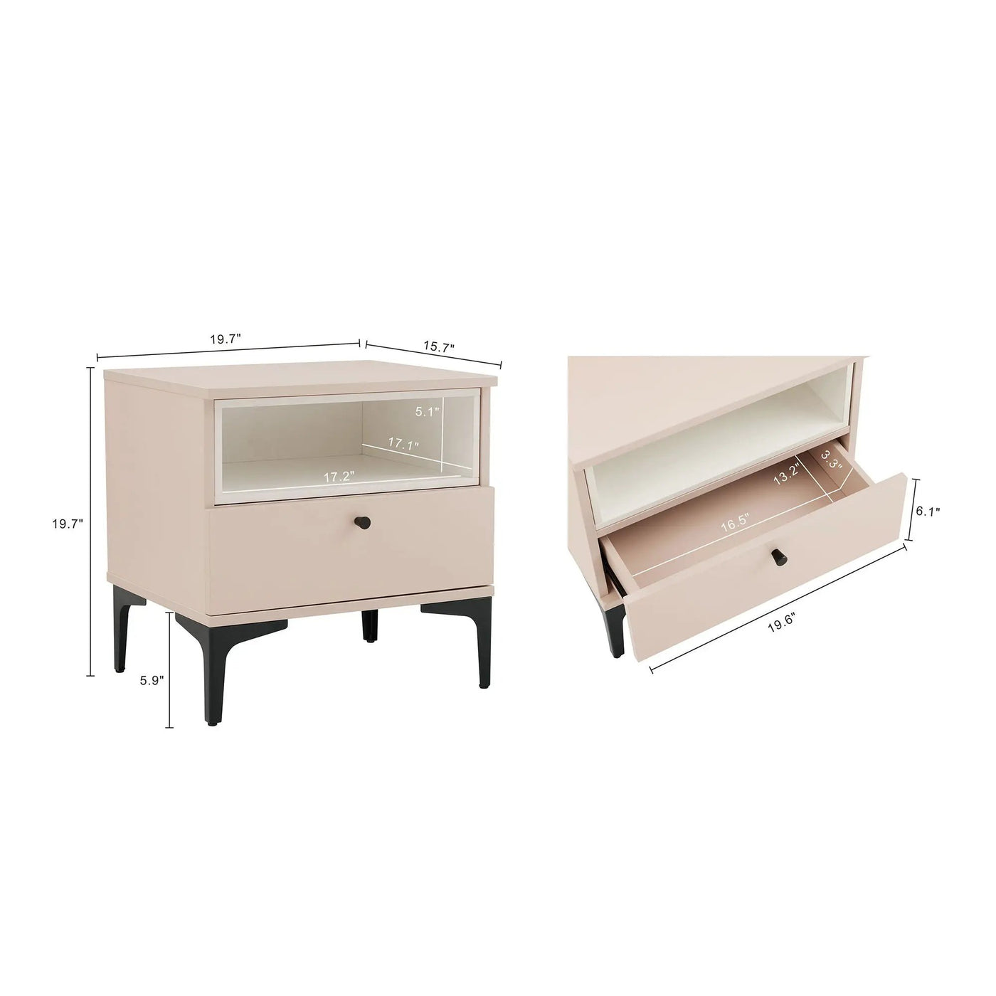 Amara - Nightstand With 1 Drawer by HouseOfZazla