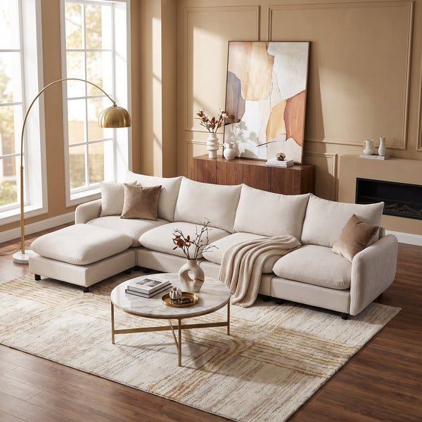 130 Inch Oversize Modular Sectional Sofa with Ottoman - Nomad or White, photo 2 of 10