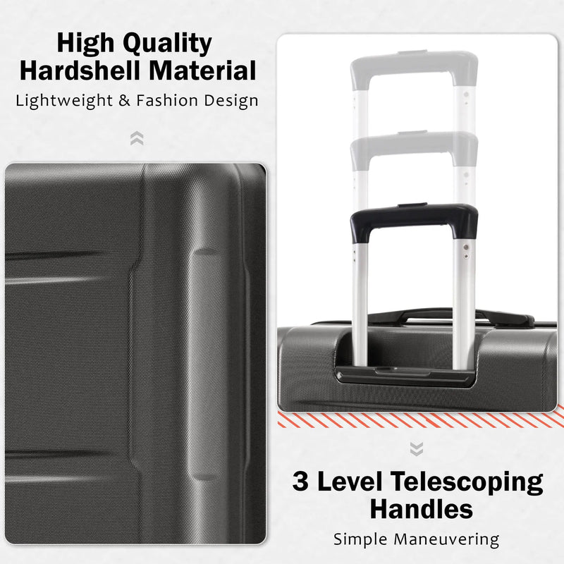 2 Piece Luggage Set With Bags Expanable Spinner Wheels ABS Lightweight Suitcase With Tsa Lock 20" / 24" by HouseOfZazla