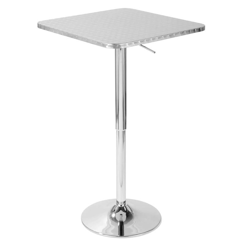 Bistro - Contemporary Adjustable Square Bar Table - Silver by Unique Piece Furniture