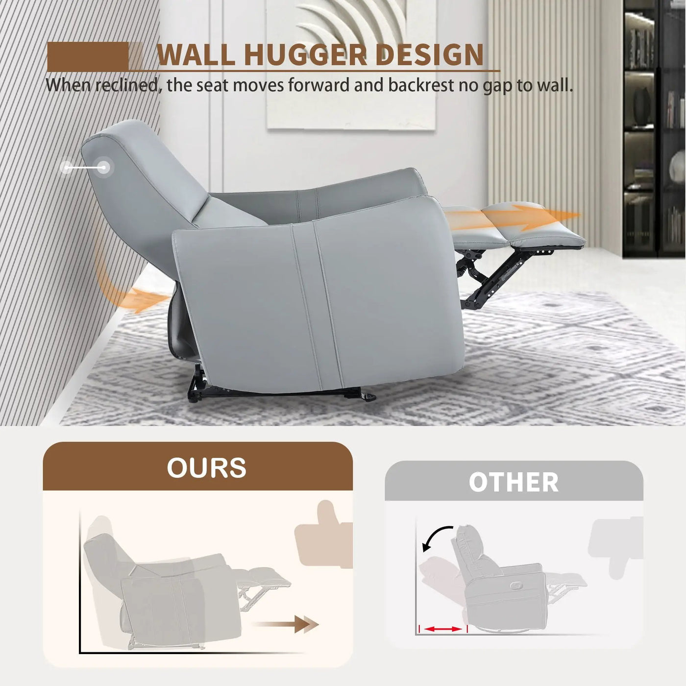 Wall Hugger Power Recliner Chair With USB Port (Type-C) by HouseOfZazla