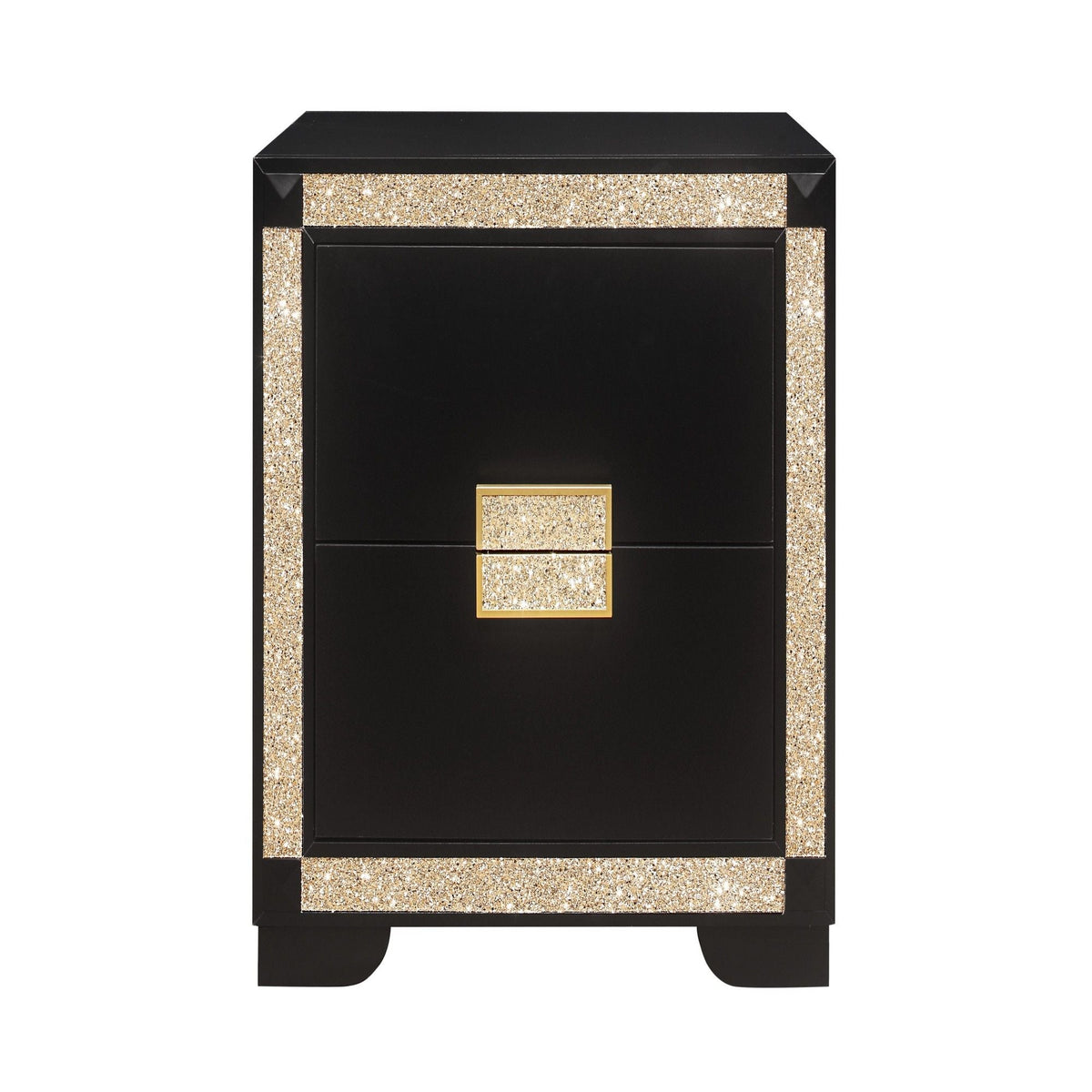 Black 5 Piece Bedroom Set with Glitter Detail and Padded Headboard, photo 6 of 9