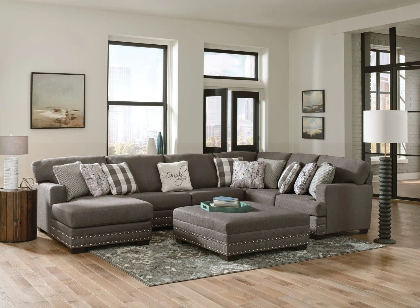 Crawford - Sectional With Cocktail Ottoman by Unique Piece Furniture