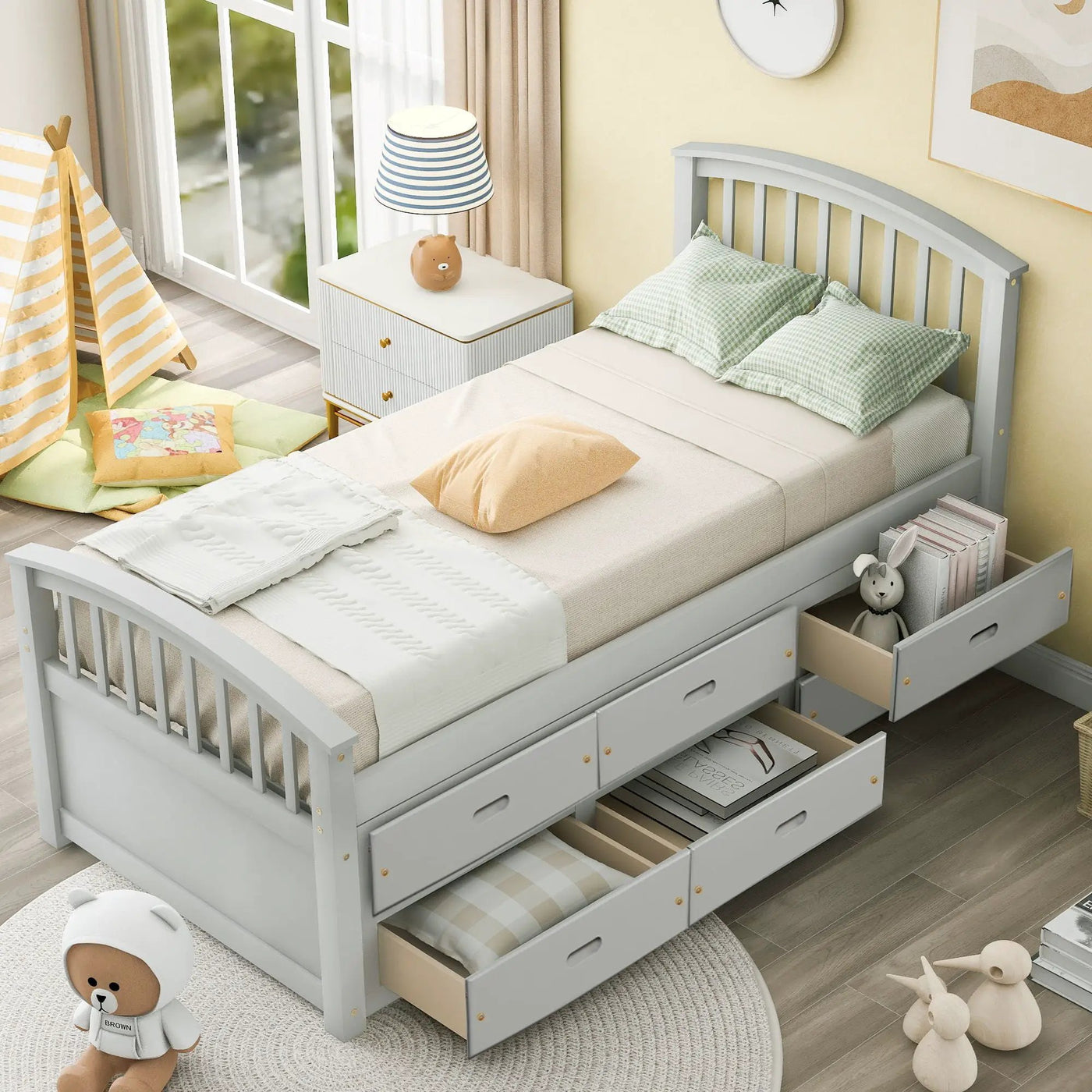 Platform Storage Bed Solid Wood Bed With 6 Drawers by HouseOfZazla
