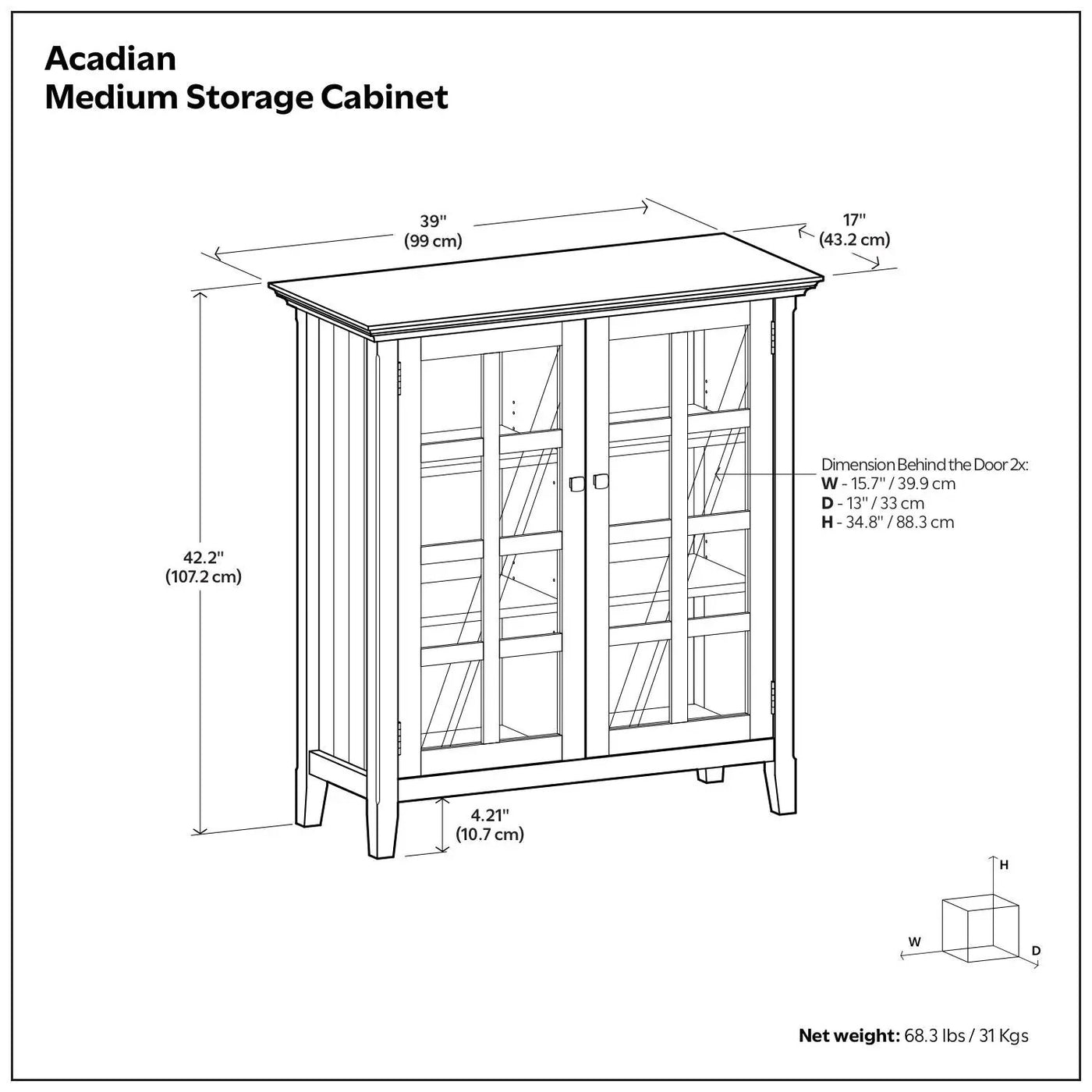 Acadian - Medium Storage Cabinet, Handcrafted by HouseOfZazla