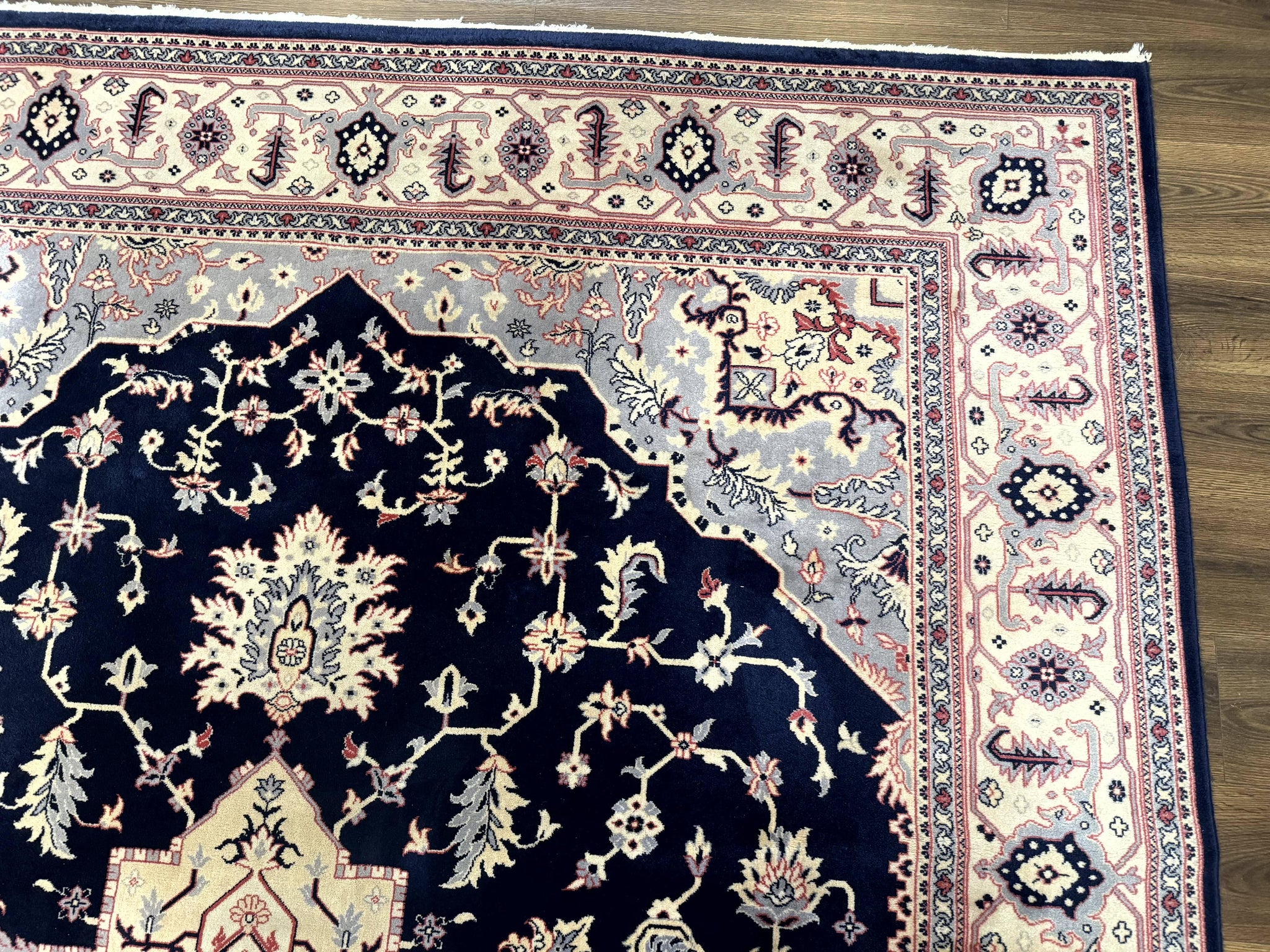 Karastan Rug 8x11 Navy Serapi, Kara Shah Rug, Navy Blue, Vintage Karastan Area Rug Wool Pile Karastan Rug by Jewel Rugs