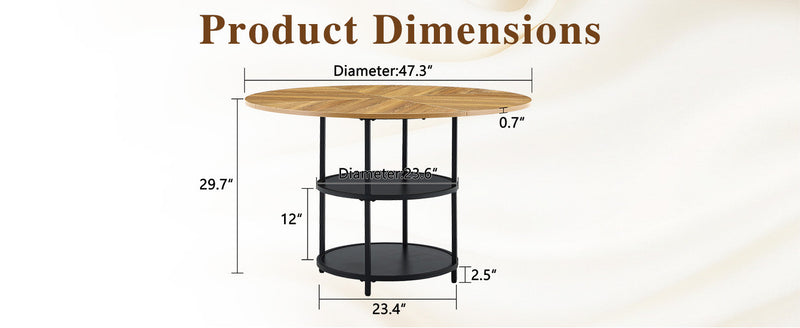 47.3-Inch Diameter Modern Splicing Circular Dining Table by HouseOfZazla