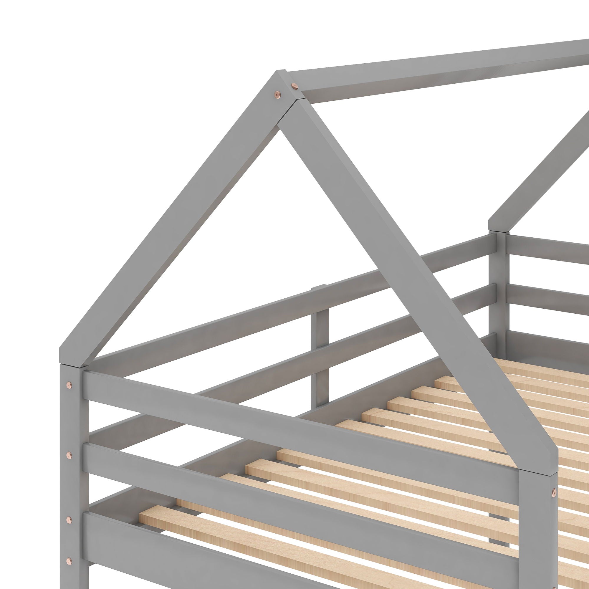 Low Bunk Bed With House Shaped Frame And Ladder by HouseOfZazla